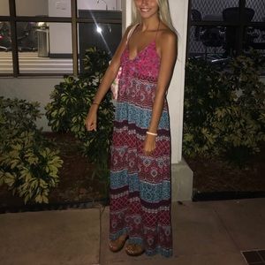 Tribal floral print maxi dress